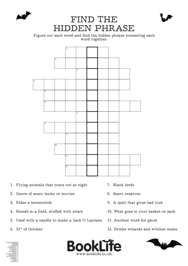 Free Halloween Themed Find The Hidden Phrase