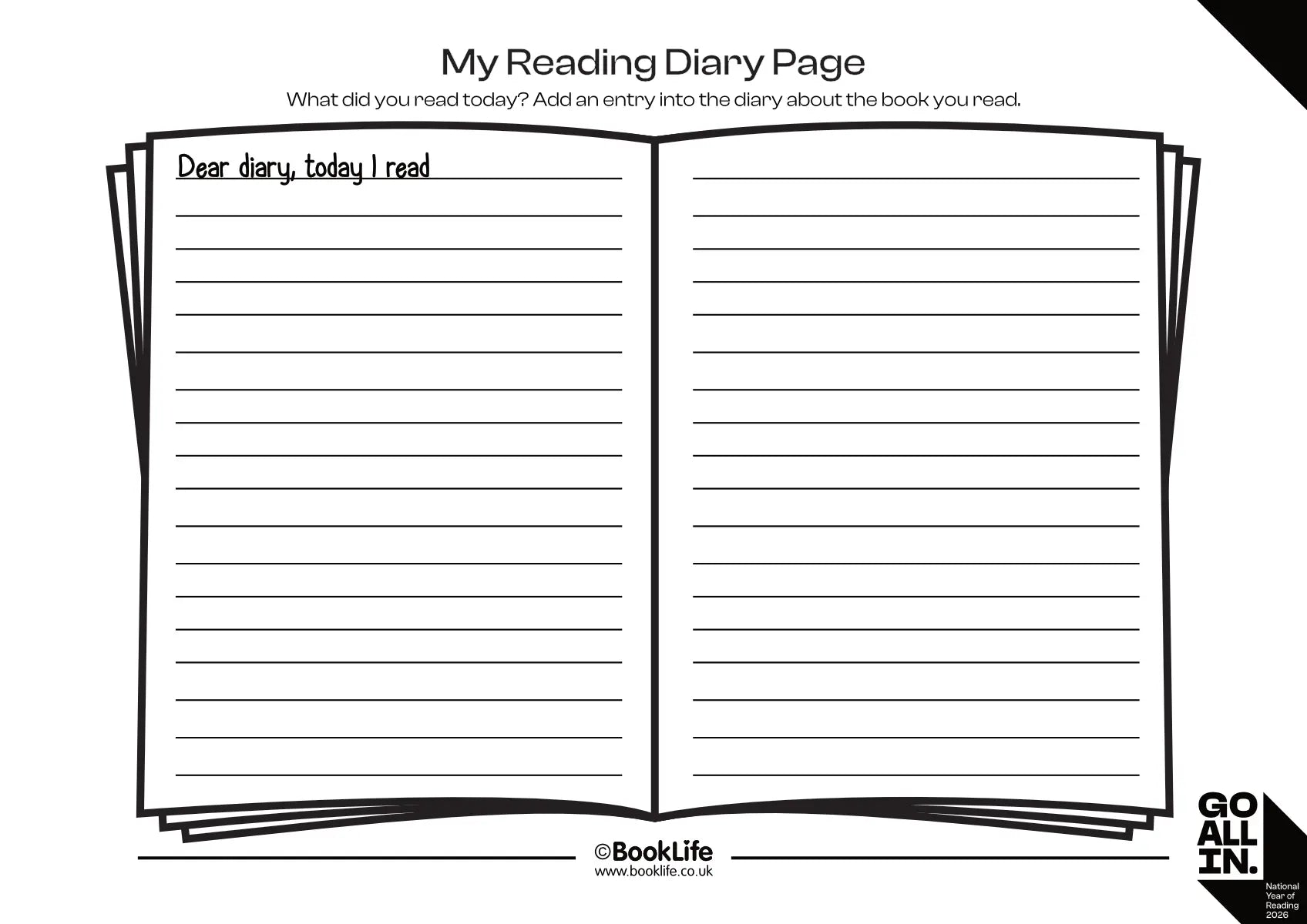 My Reading Diary Page