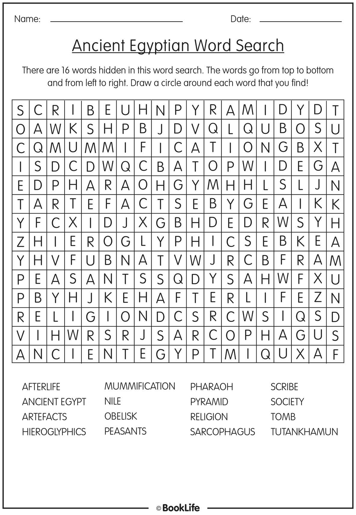 Ancient Egyptian Word Search by BookLife