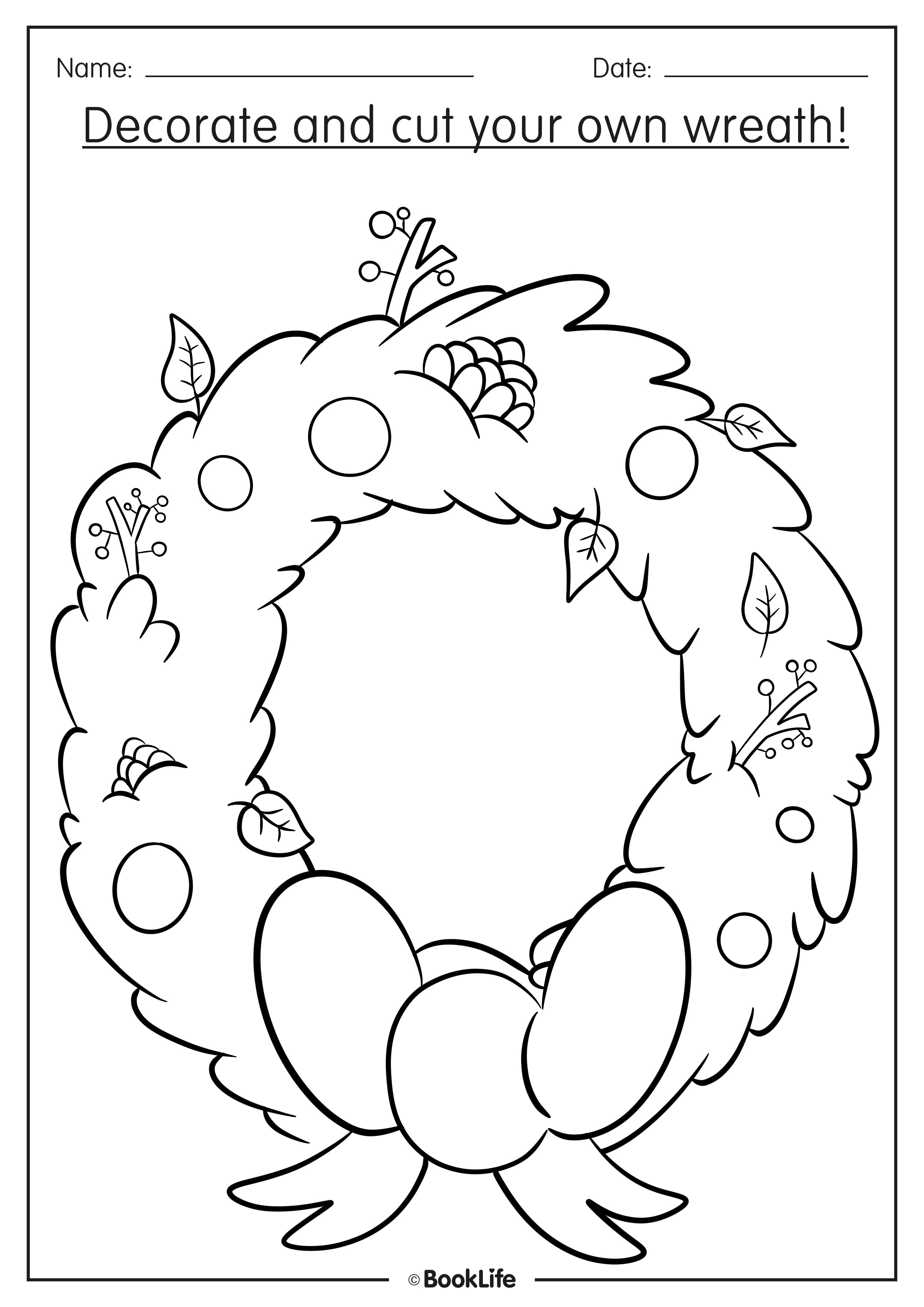 Christmas Wreath Colouring In Activity Sheet