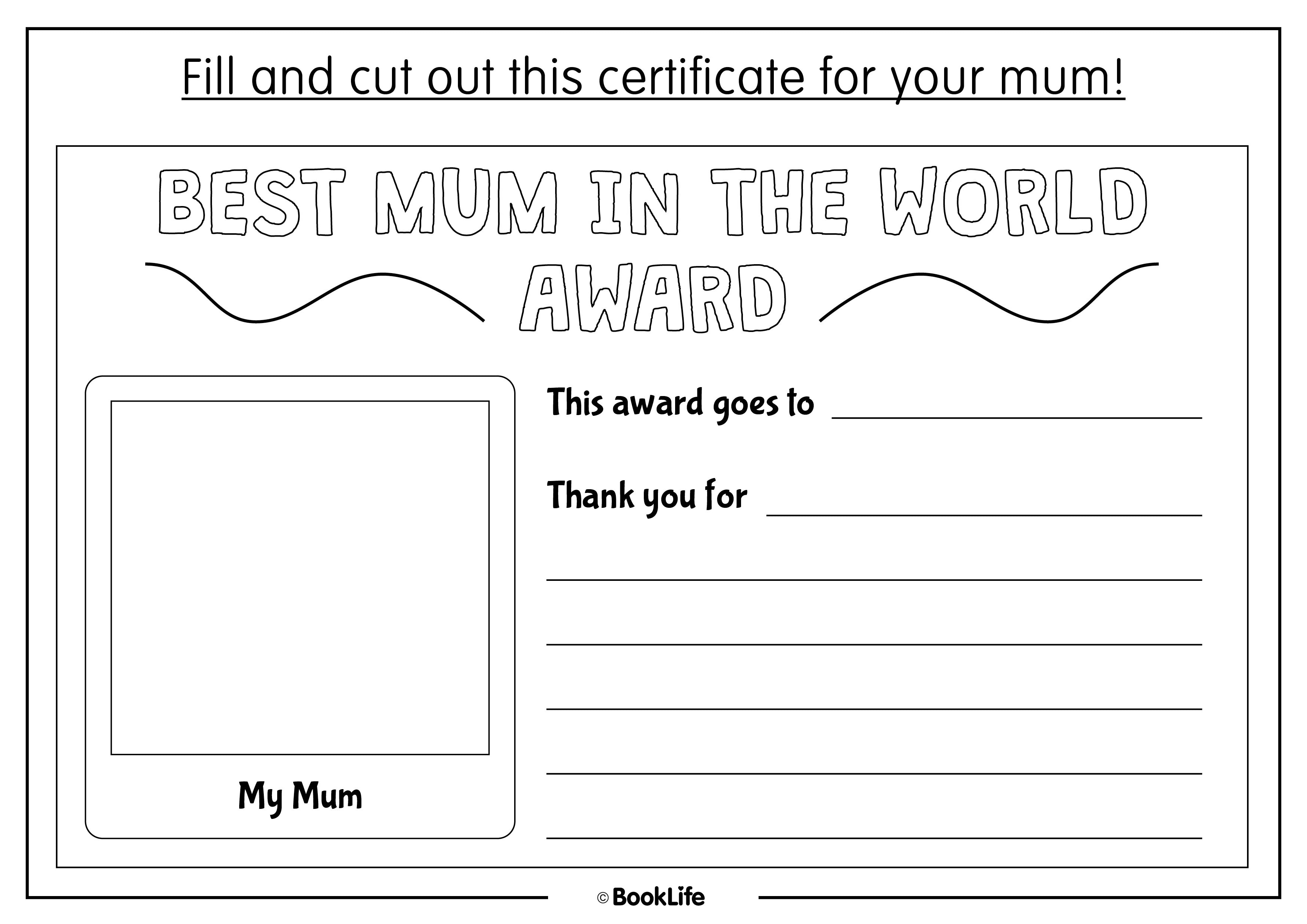 Mothers Day - Best Mum Certificate