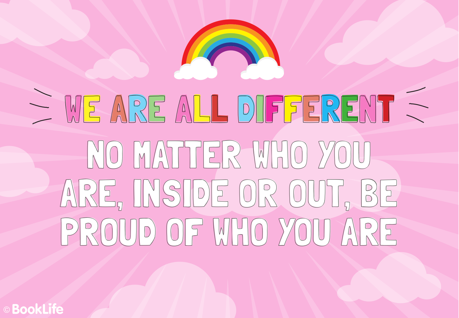 We Are All Different Poster by BookLife, Pride poster, be proud, pride month