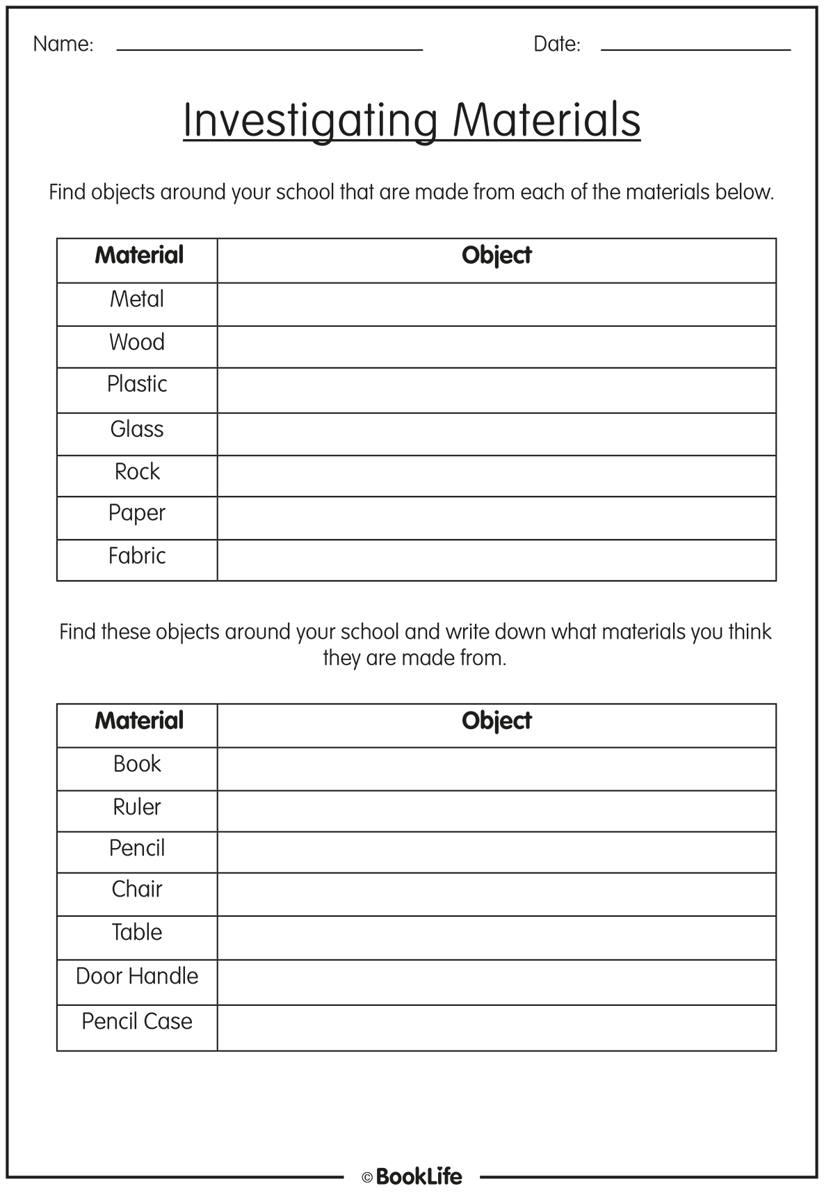 Investigating Materials by BookLife