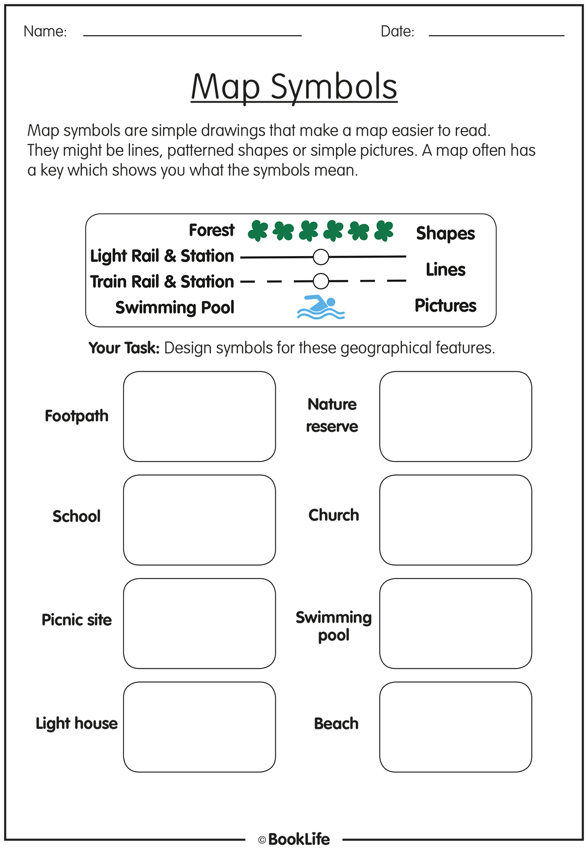 map key symbols for kids worksheet