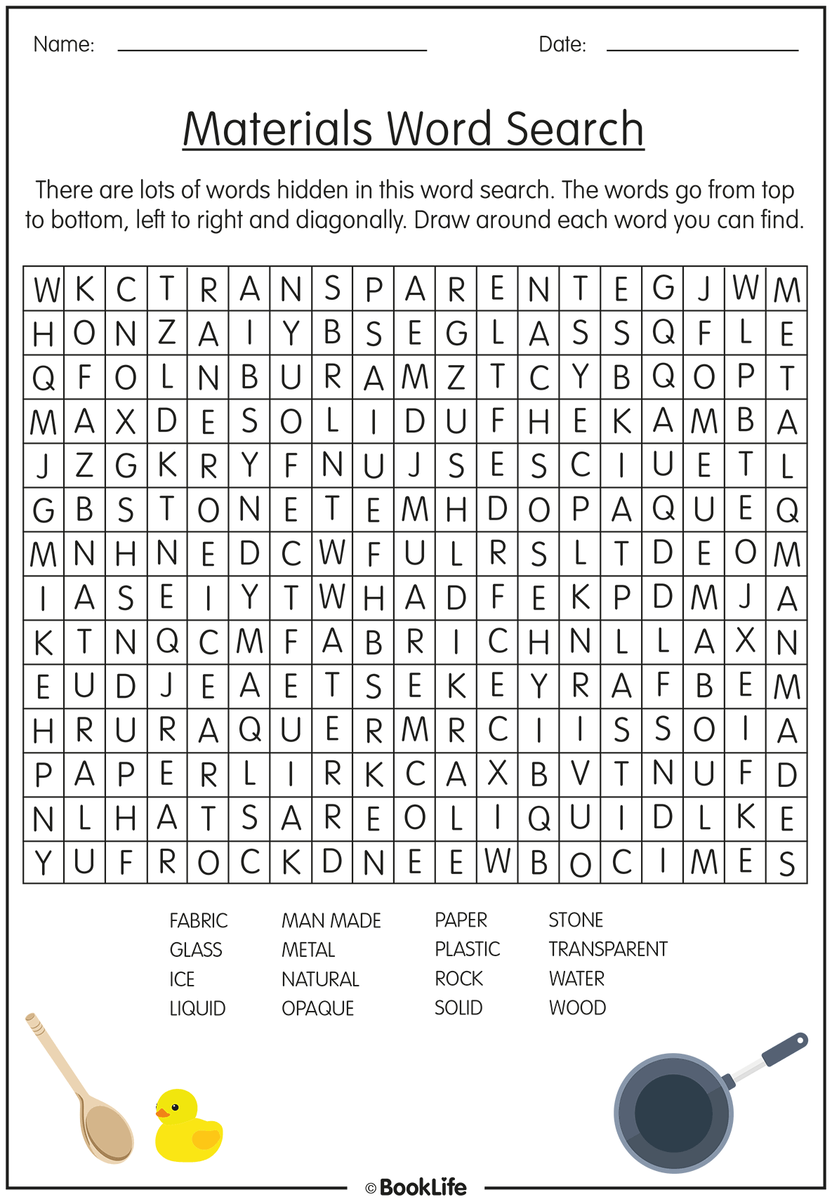 Materials Word Search by BookLife