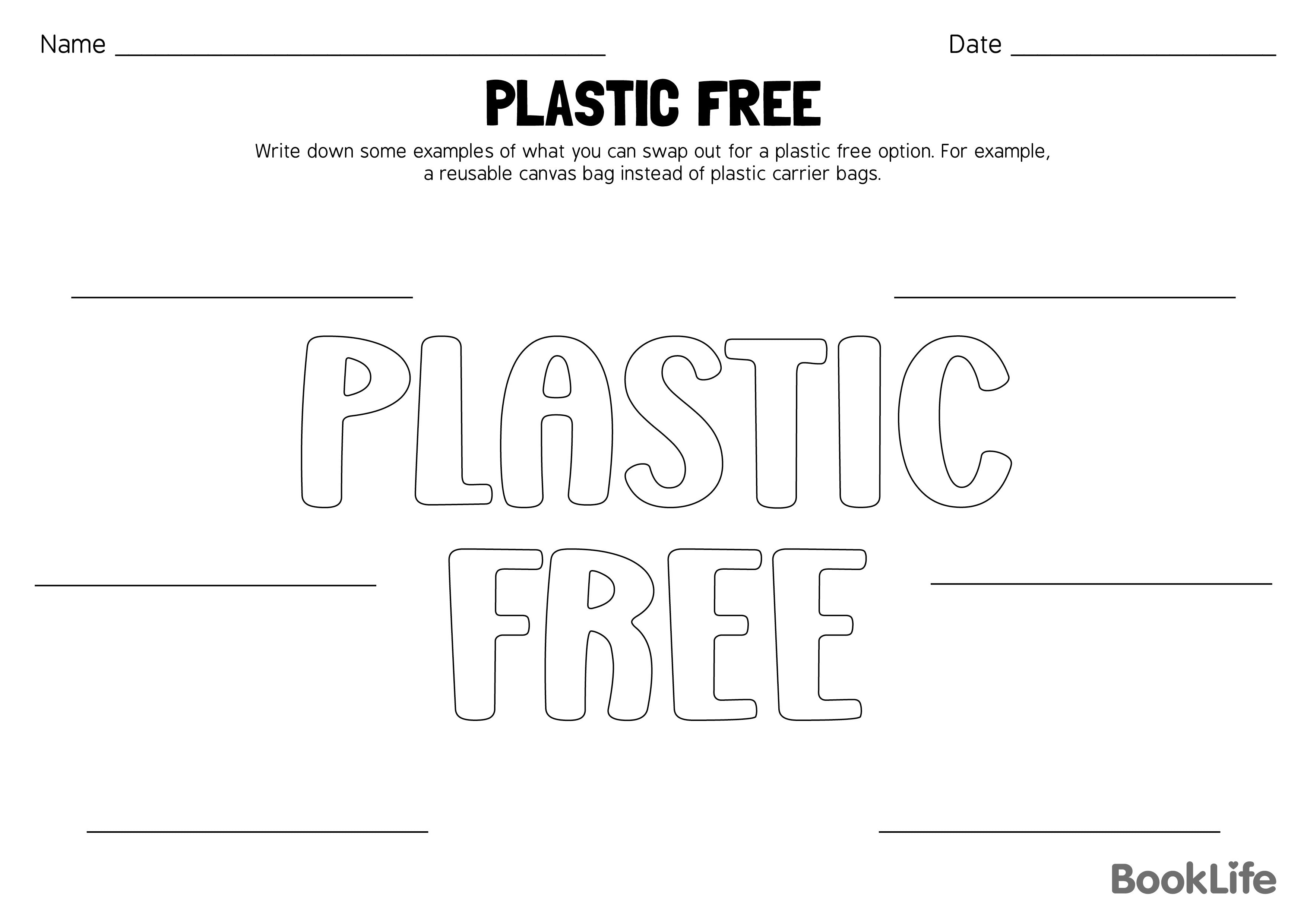 Plastic Free Work Sheet BookLife