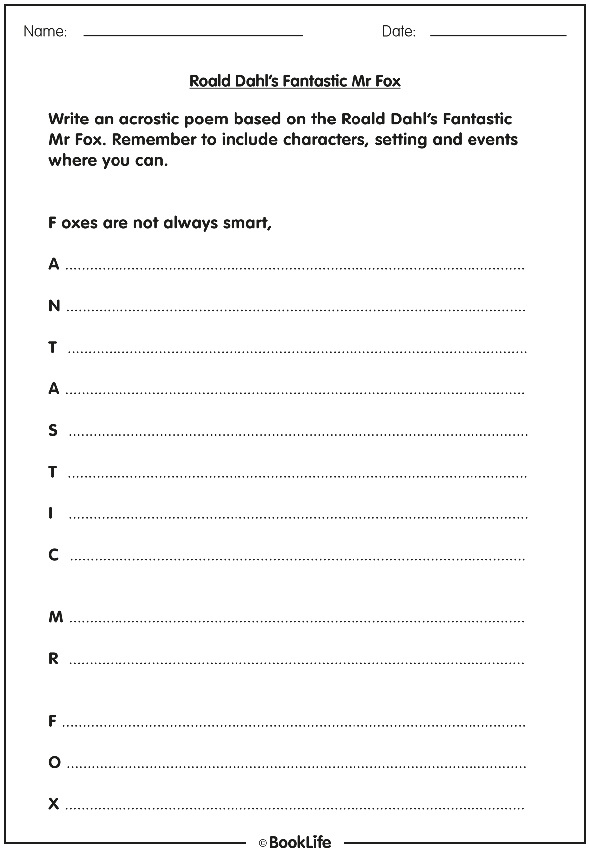 Roald Dahls Fantastic Mr Fox Poem by BookLife