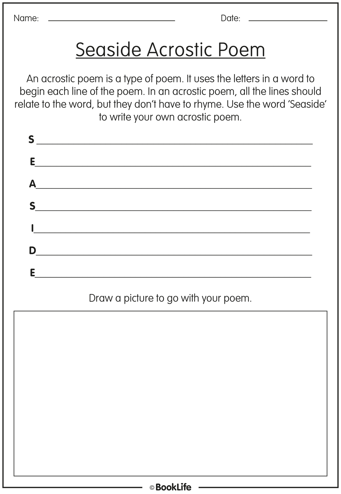 Seaside Acrostic Poem by BookLife