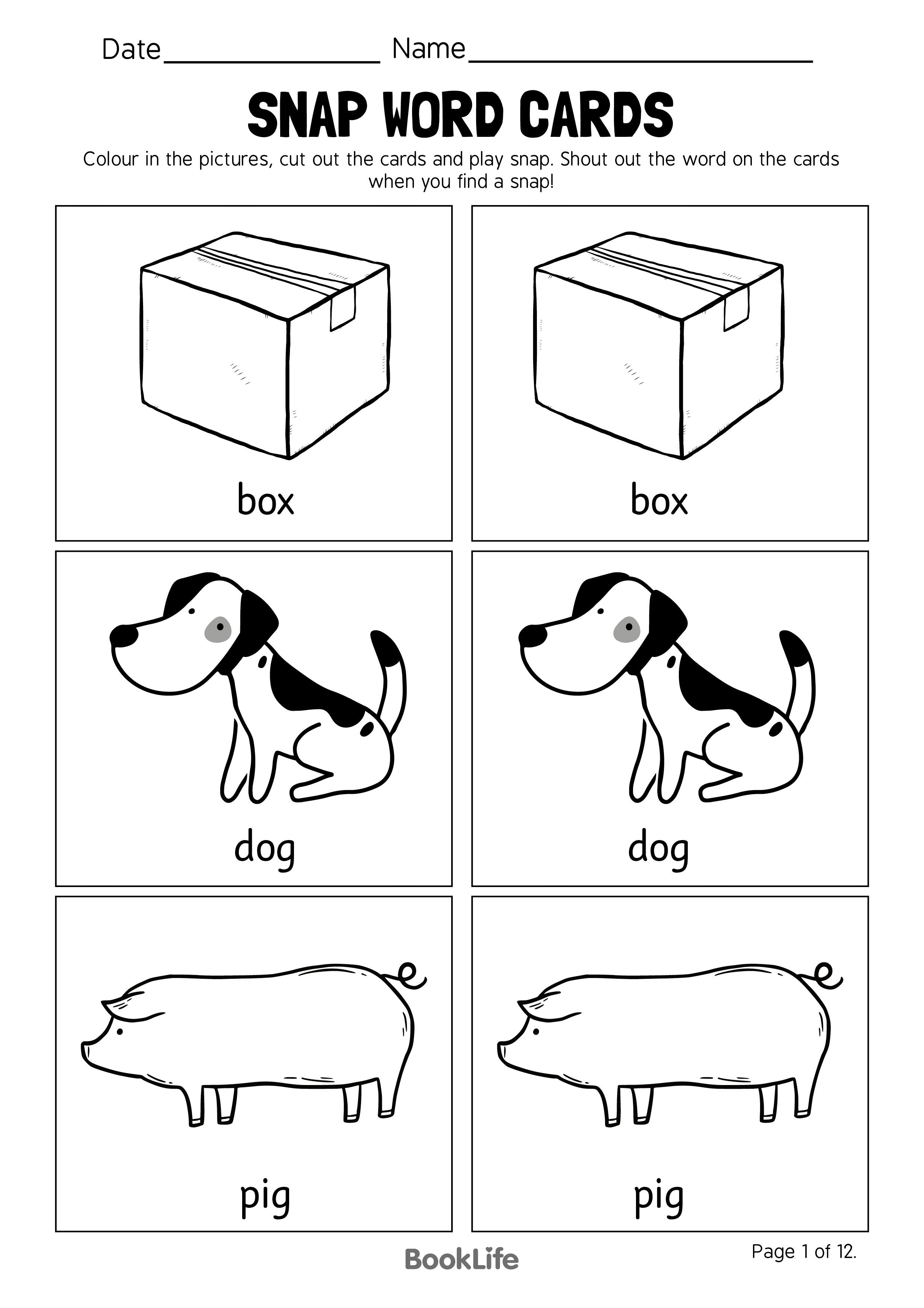 Snap Word Cards - Option 1