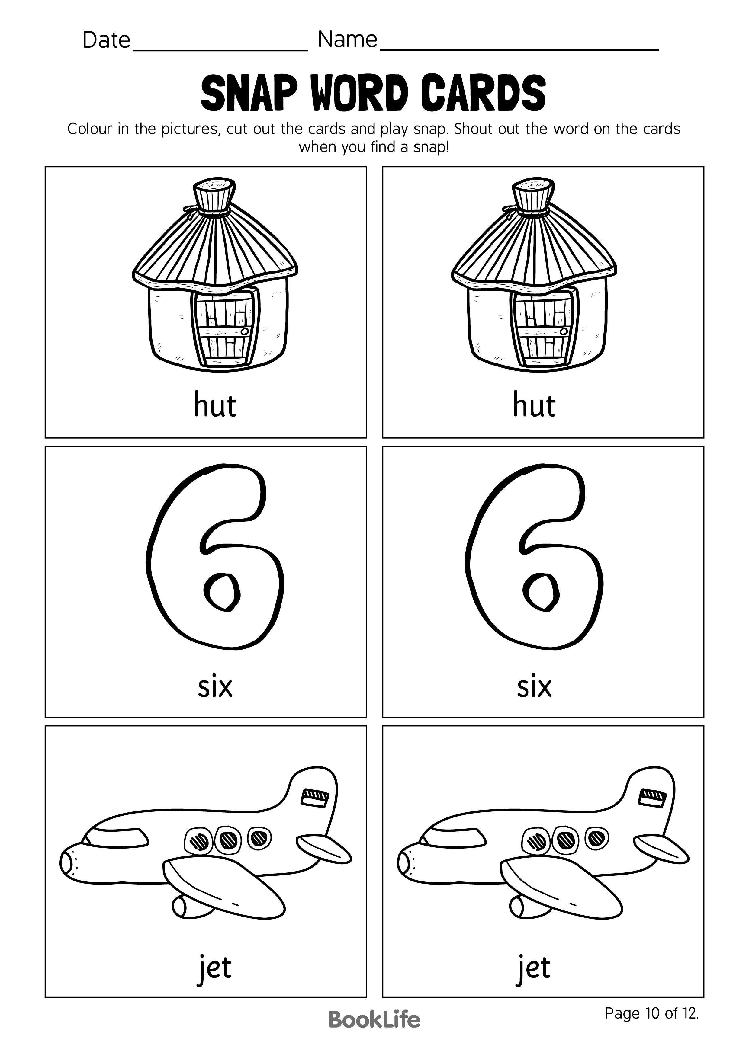 Snap Word Cards - Option 10