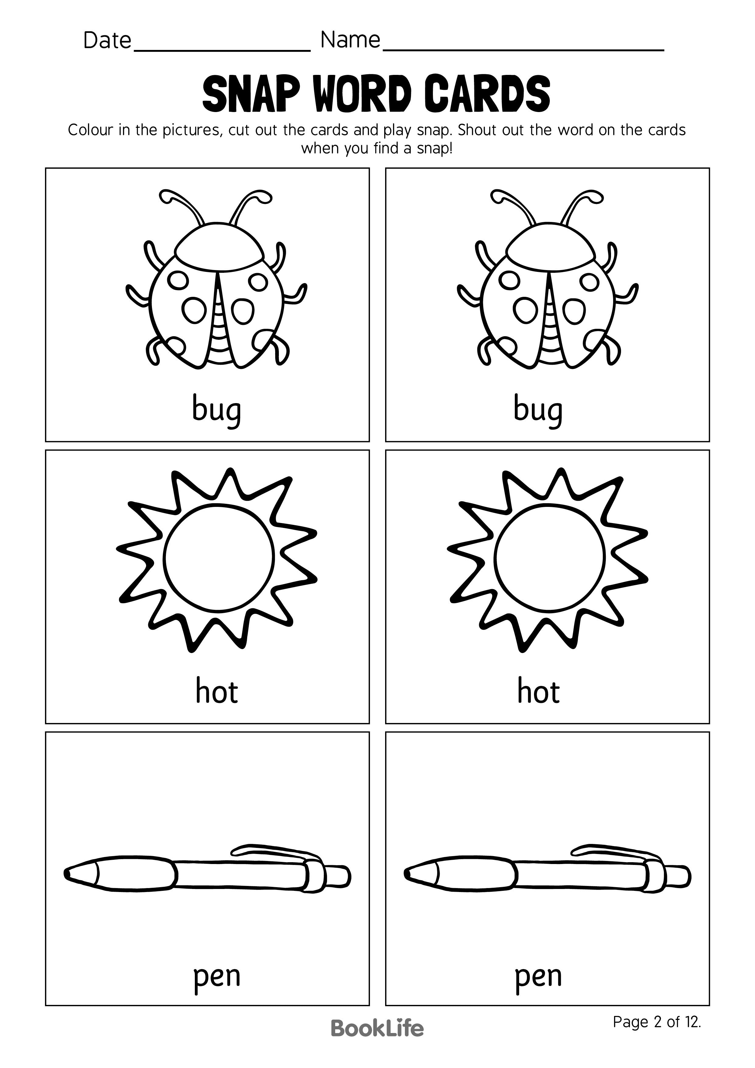 Snap Word Cards - Option 2