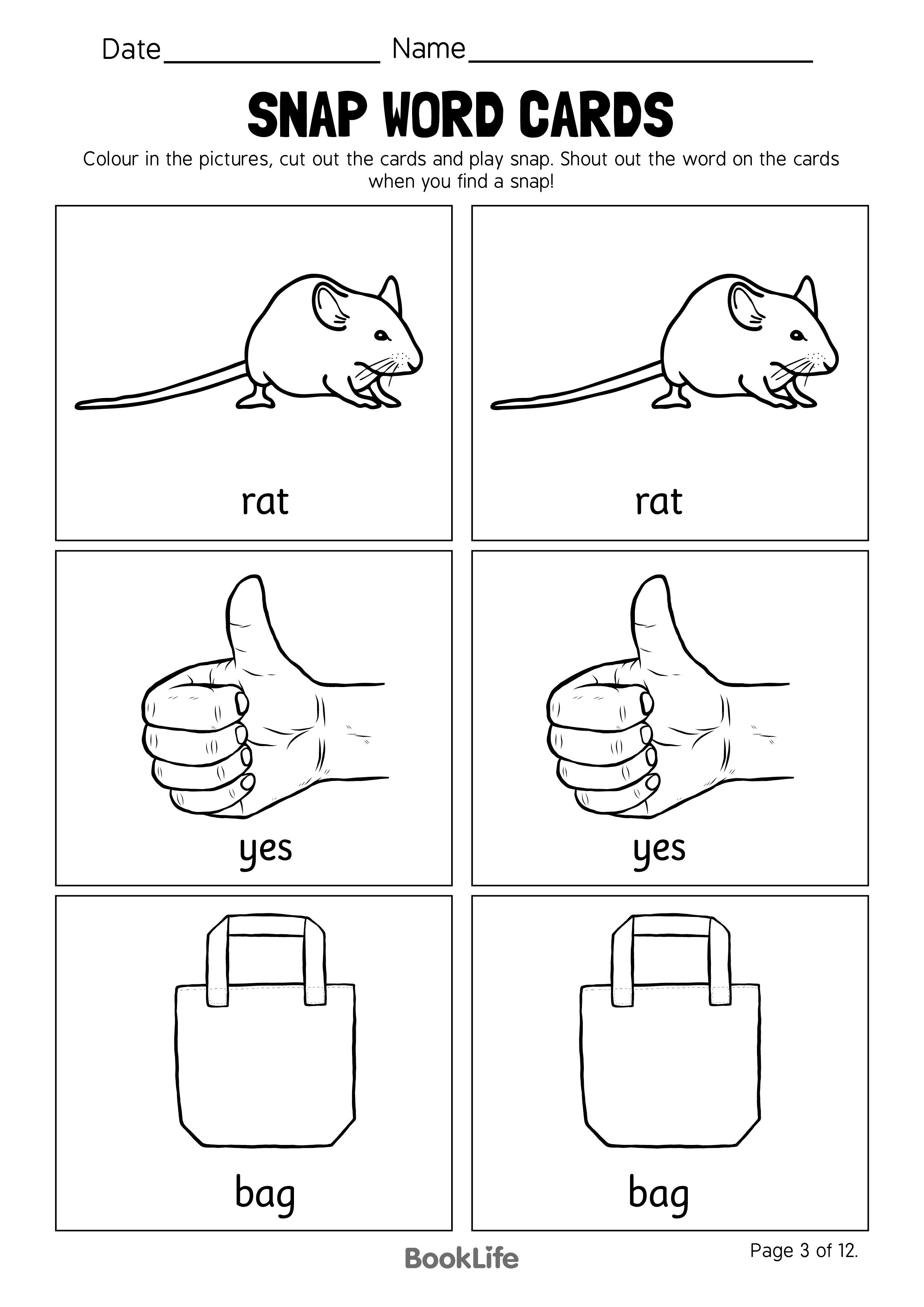 Snap Word Cards - Option 3