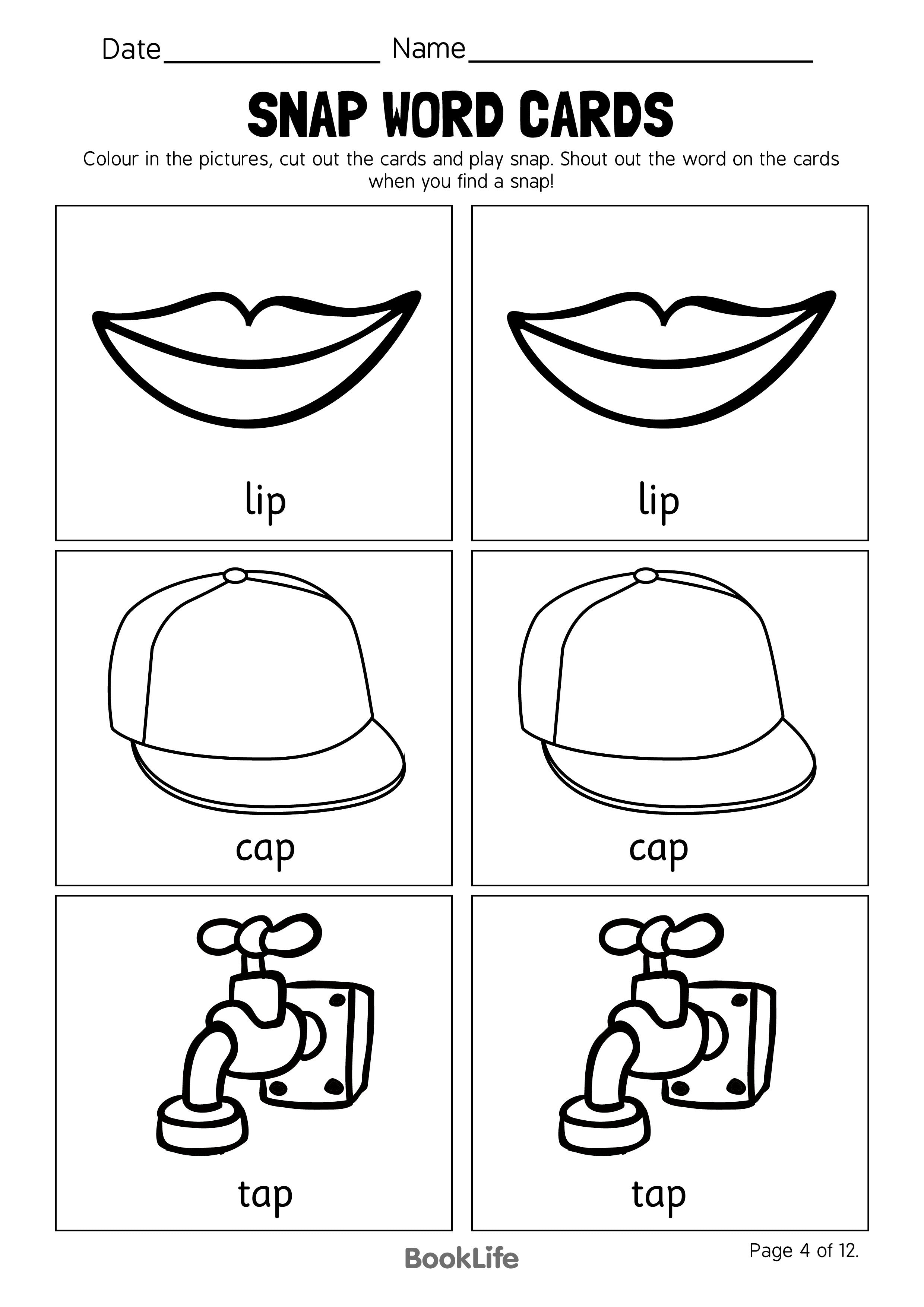 Snap Word Cards - Option 4