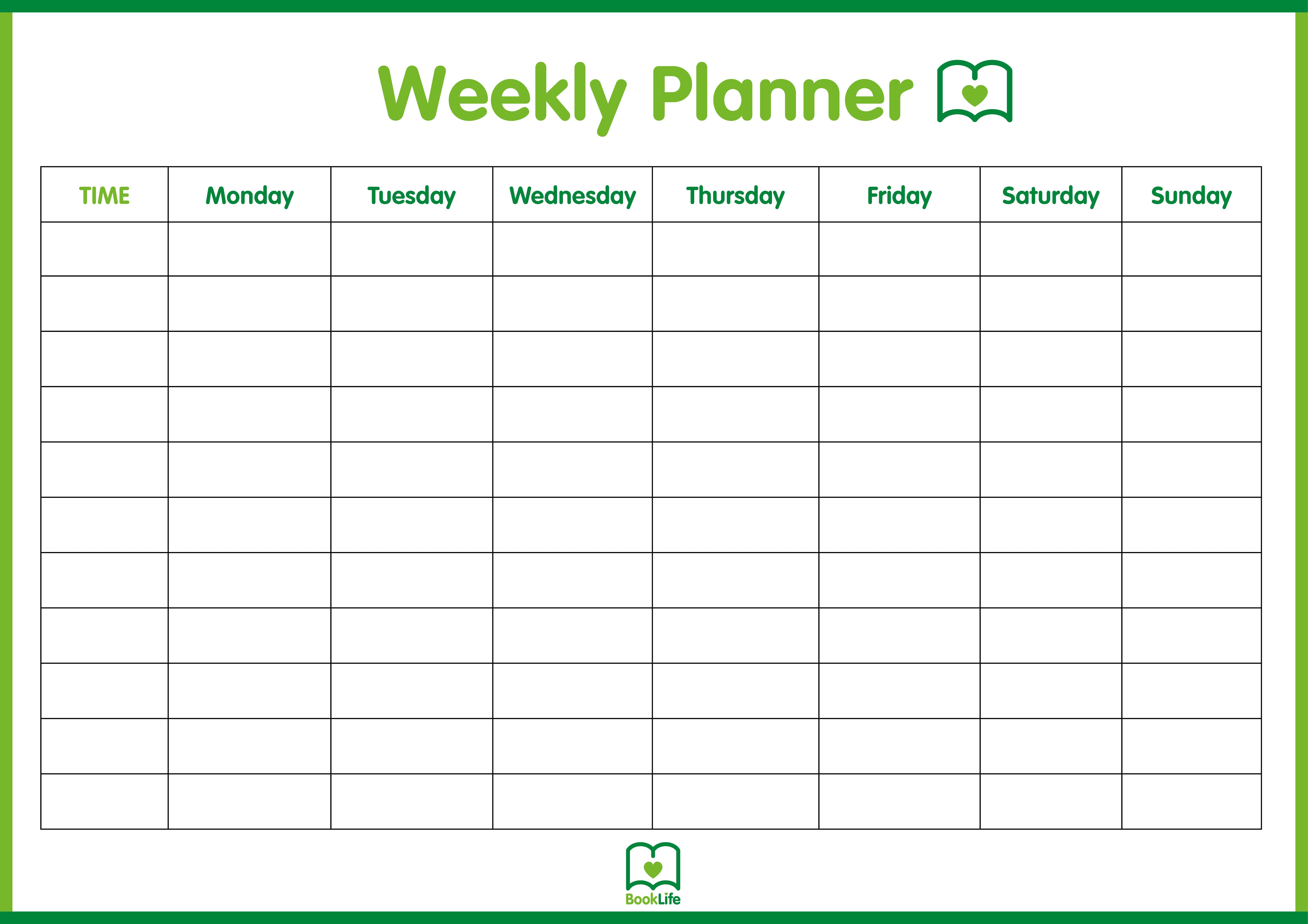 Free Weekly Planner by BookLife