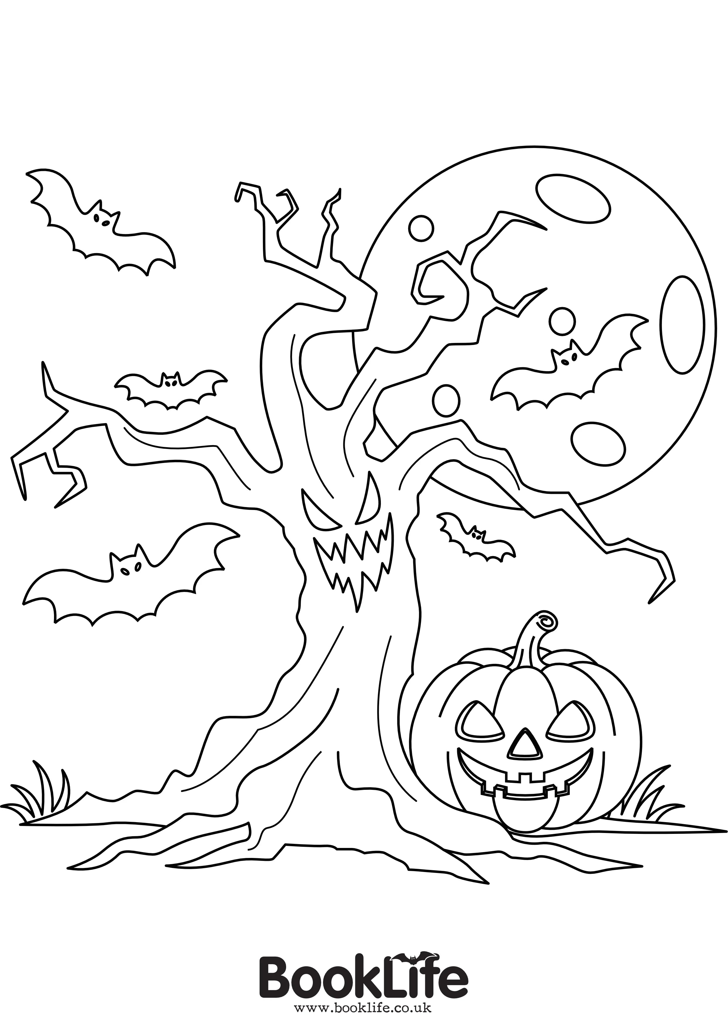 Free Halloween Scary Tree Colouring Activity