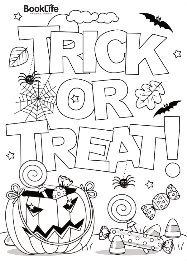 Free Halloween Trick or Treat Colouring Activity