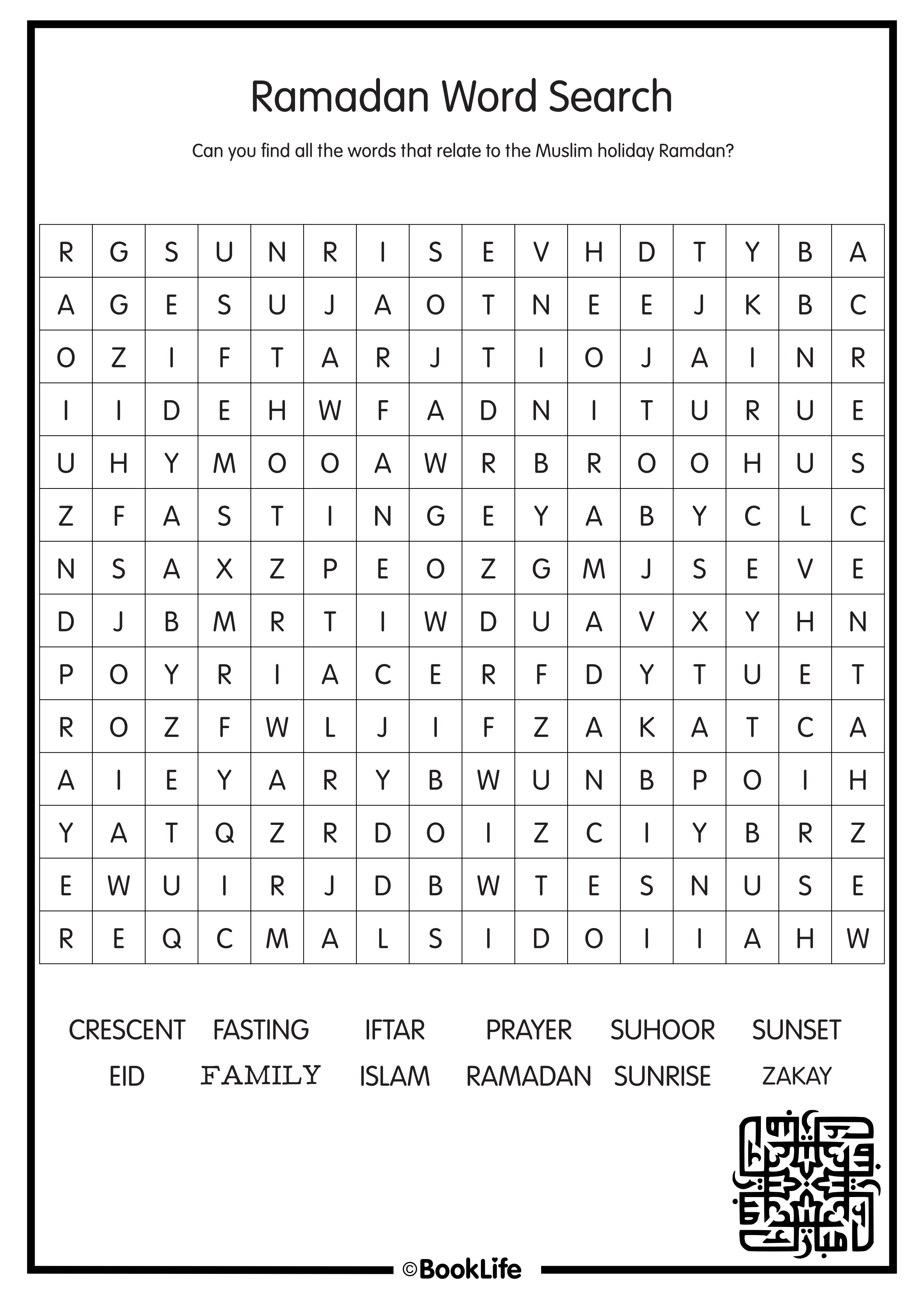 Ramadan Word Search