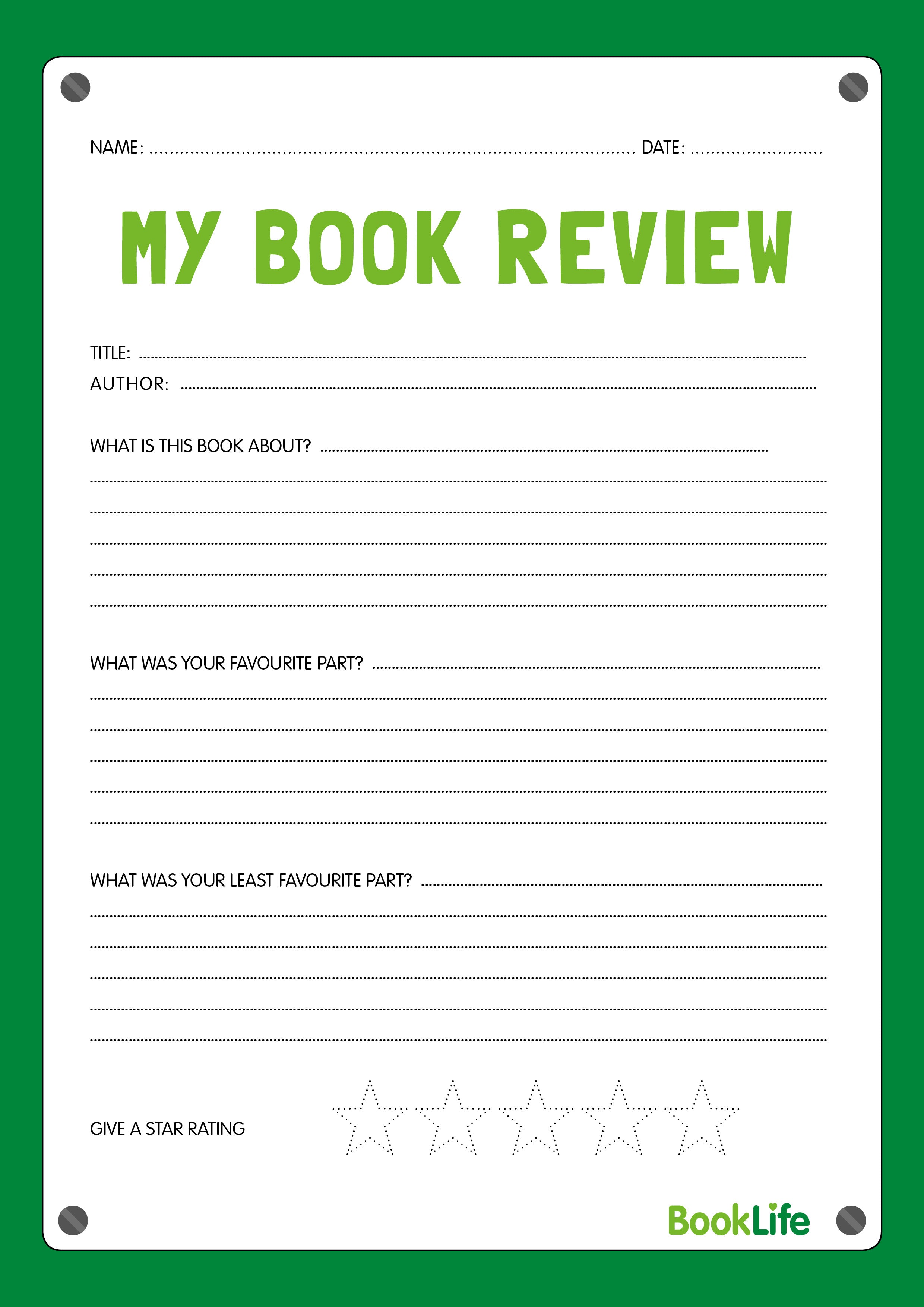 Free 'My Book Review' Worksheet by BookLife