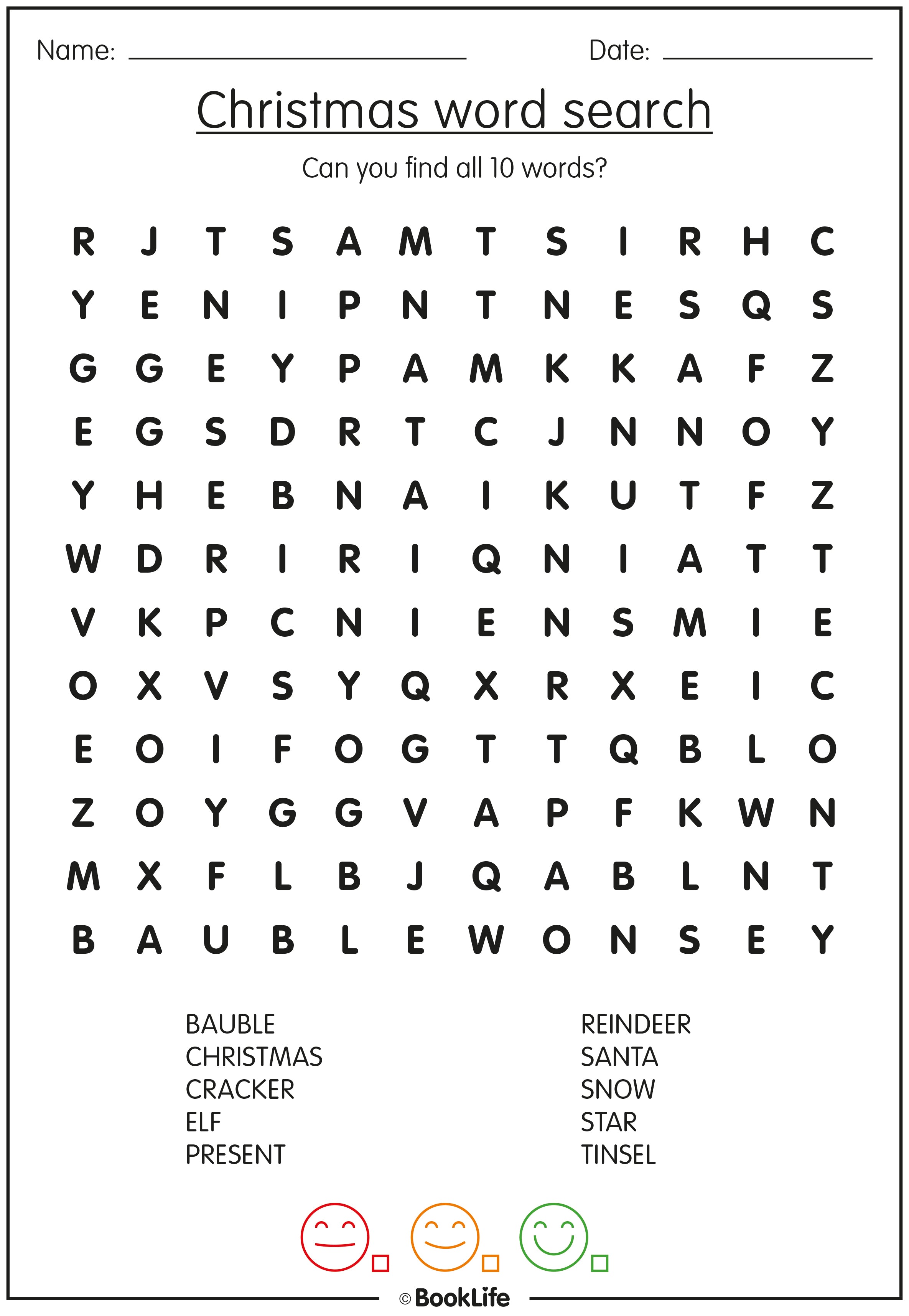 Christmas Word search Activity Sheet | BookLife