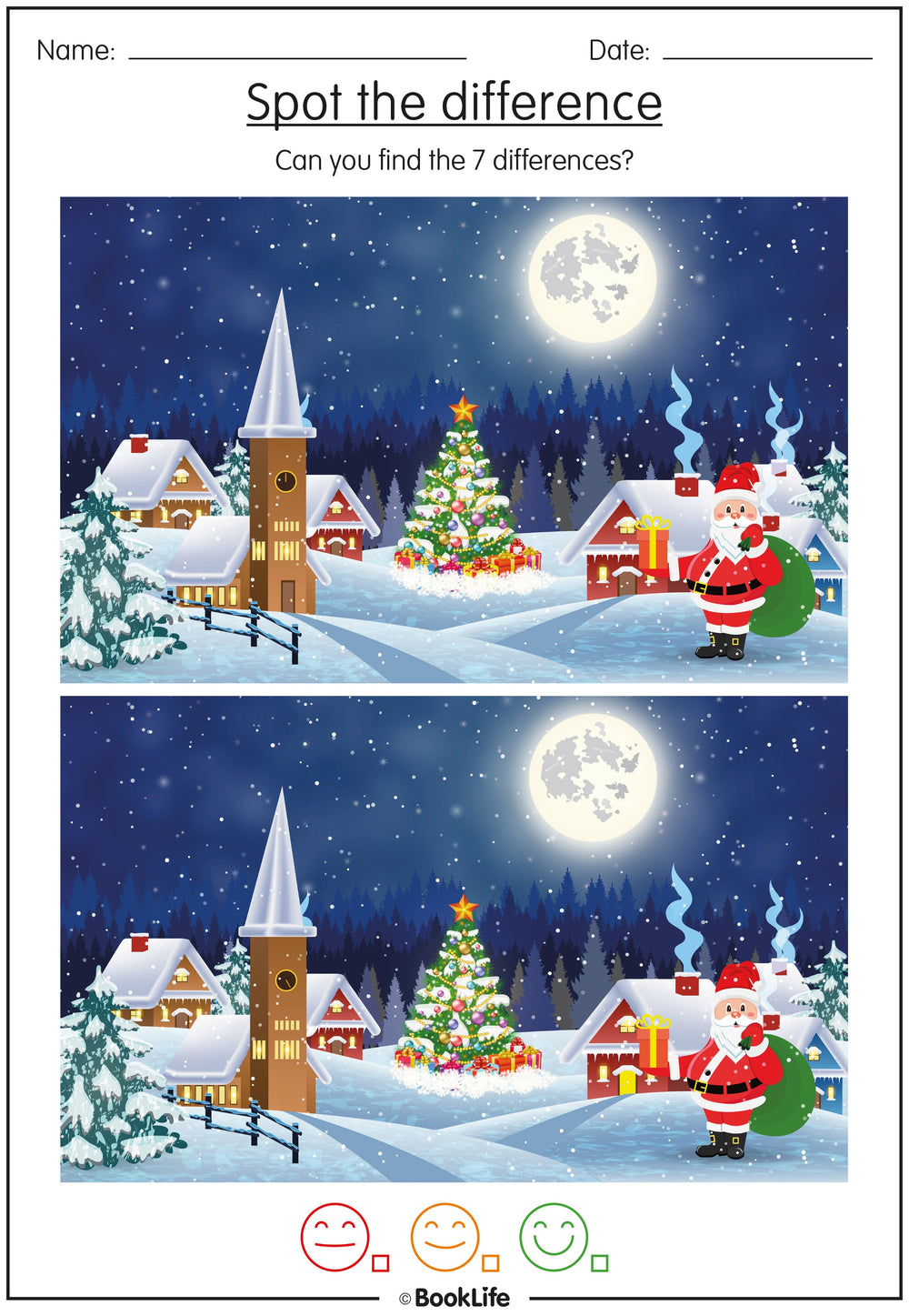 Christmas Spot The Difference Activity Sheet BookLife
