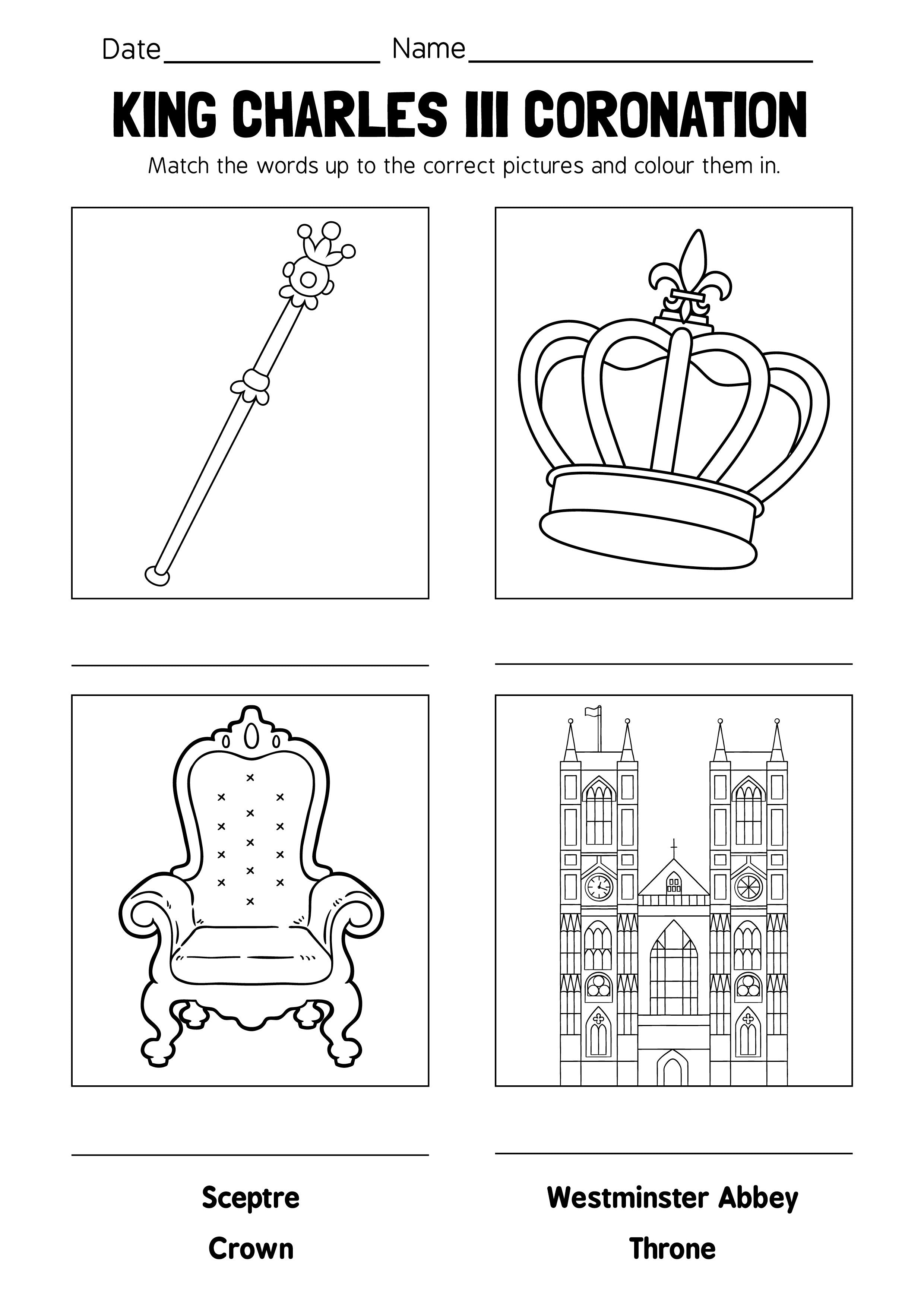 King Charles lll Coronation Work Sheet