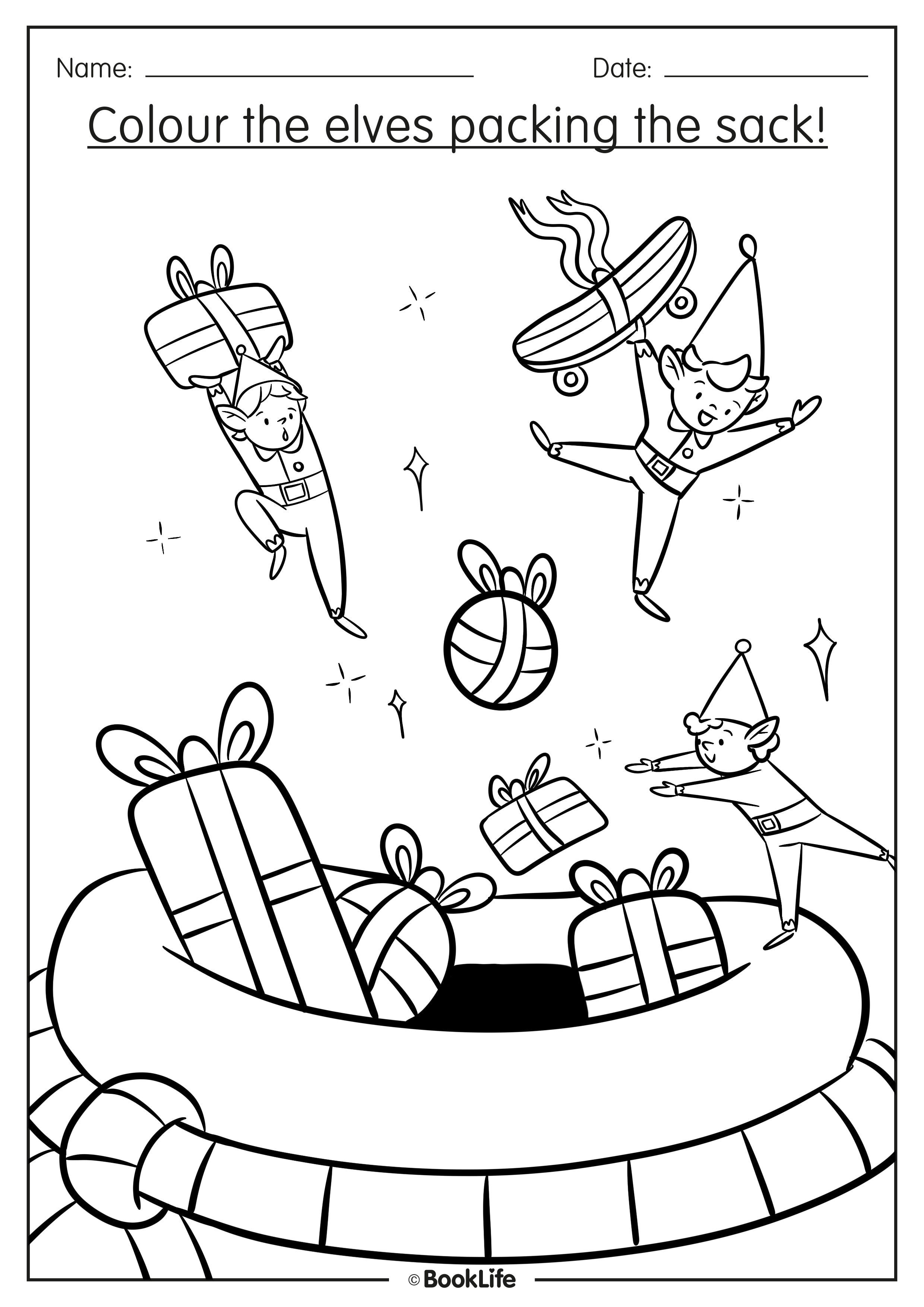Elves Colouring In Activity Sheet