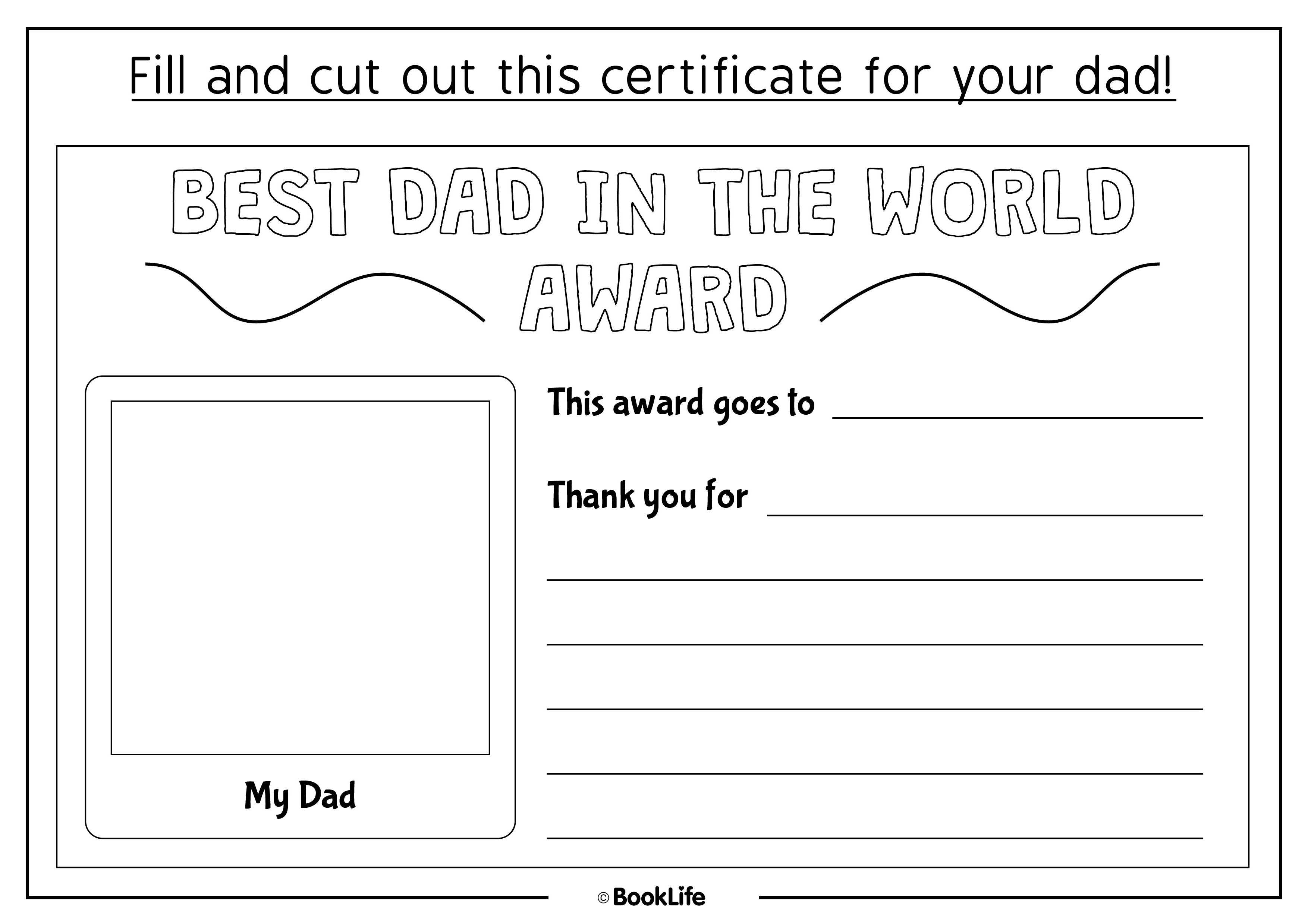 Best Dad in the World Certificate!
