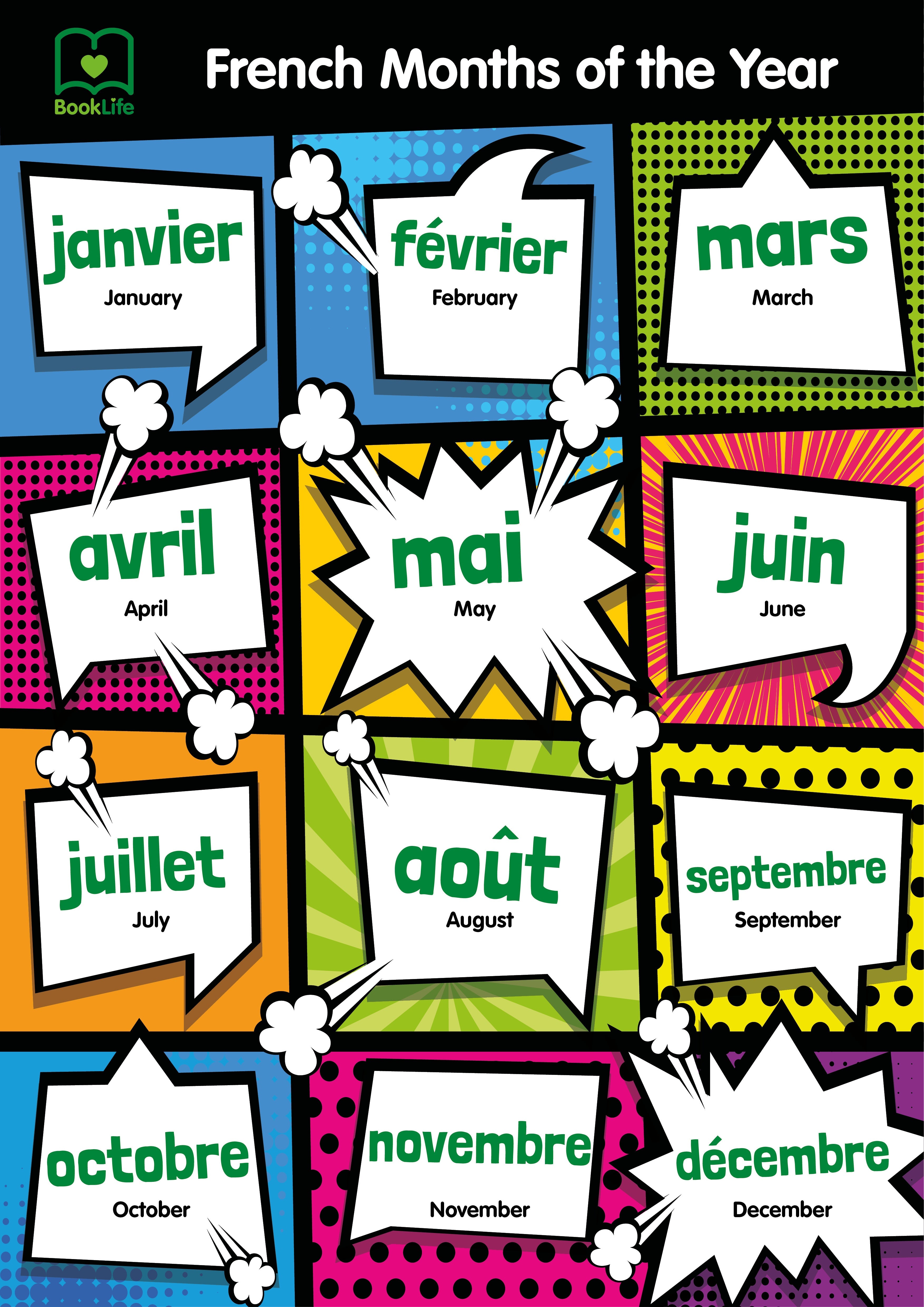 Free French Months of the Year Poster