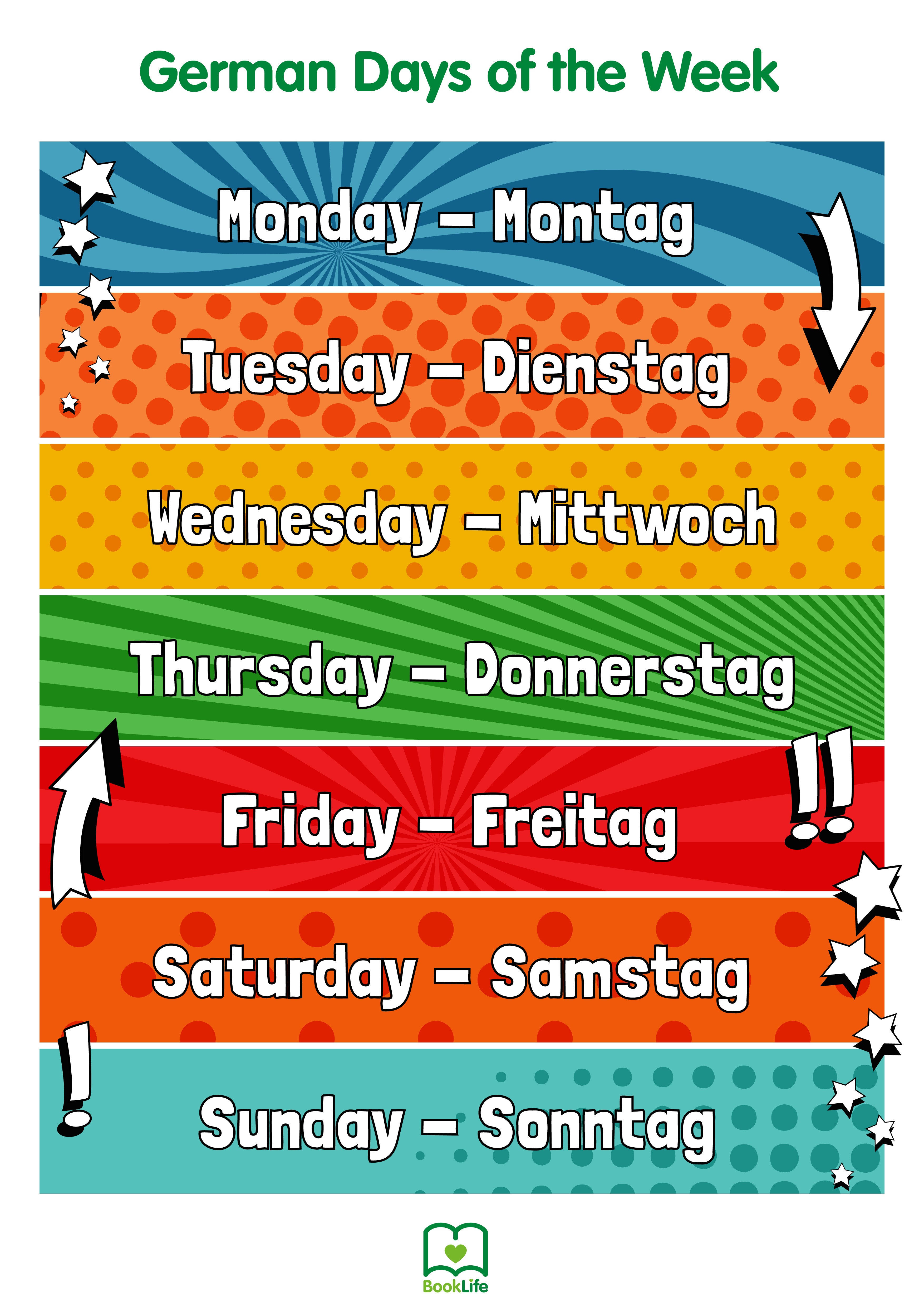 Free German Days of the Week Poster by BookLife