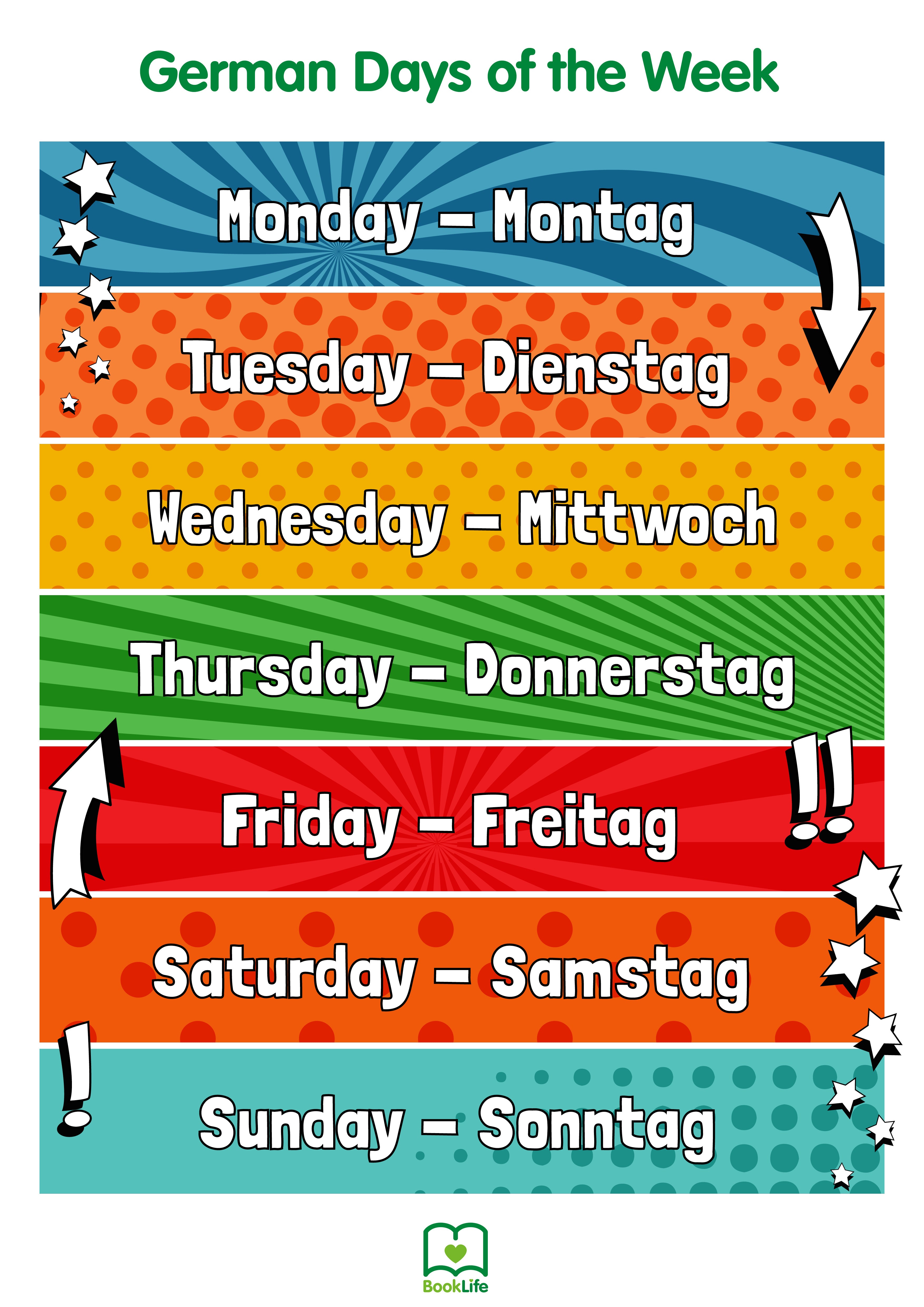Free German Days of the Week Poster | BookLife