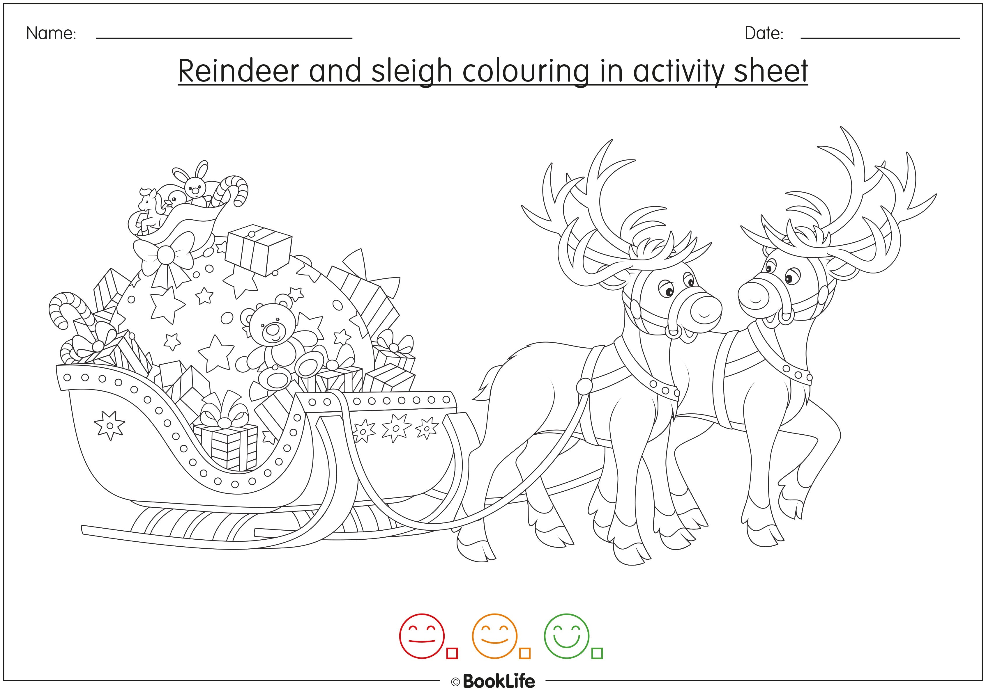 Reindeer and Sleigh Colouring in Activity Sheet by BookLife
