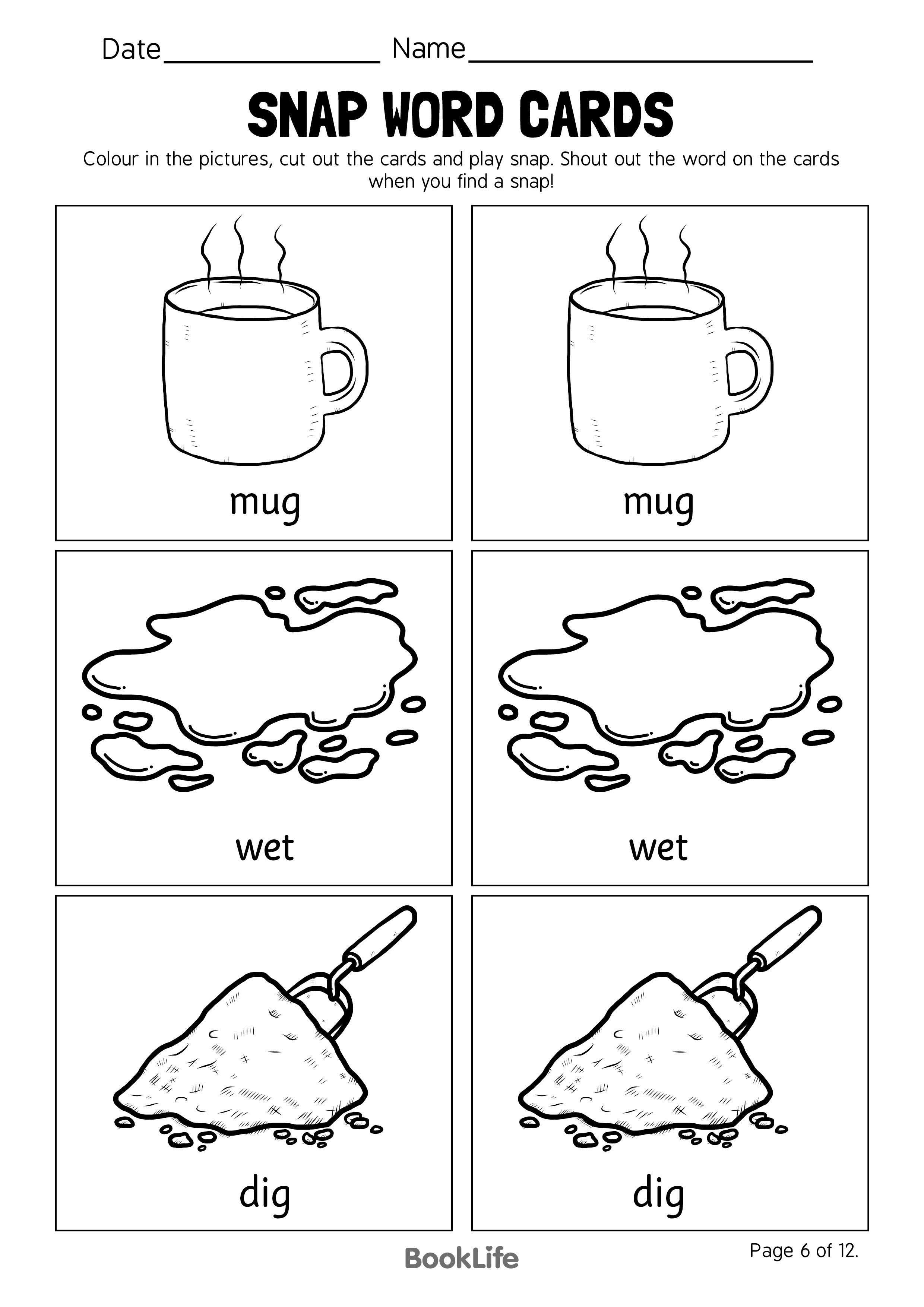 Snap Word Cards Option 6 BookLife