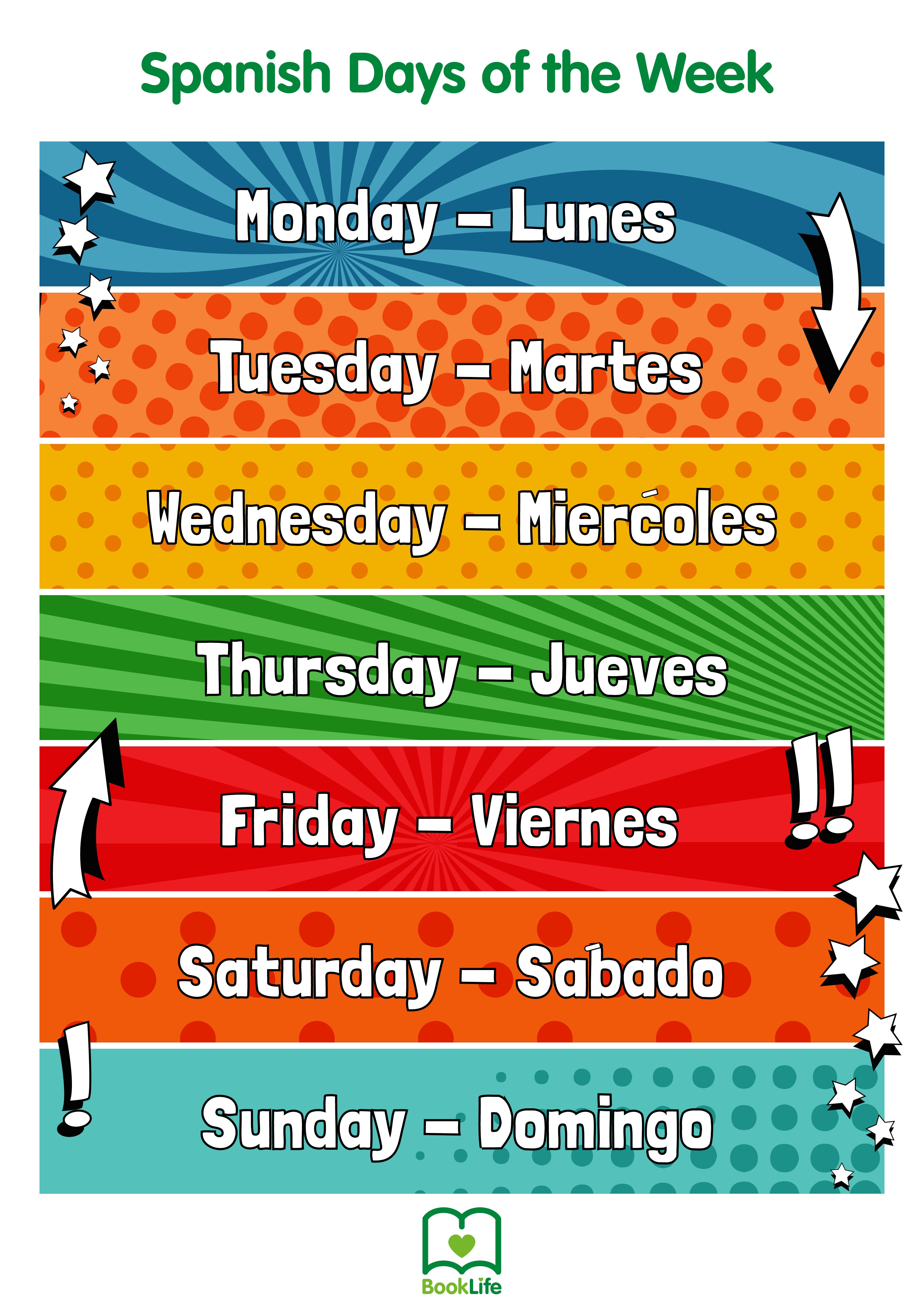 Free Spanish Days of the Week Poster by BookLife