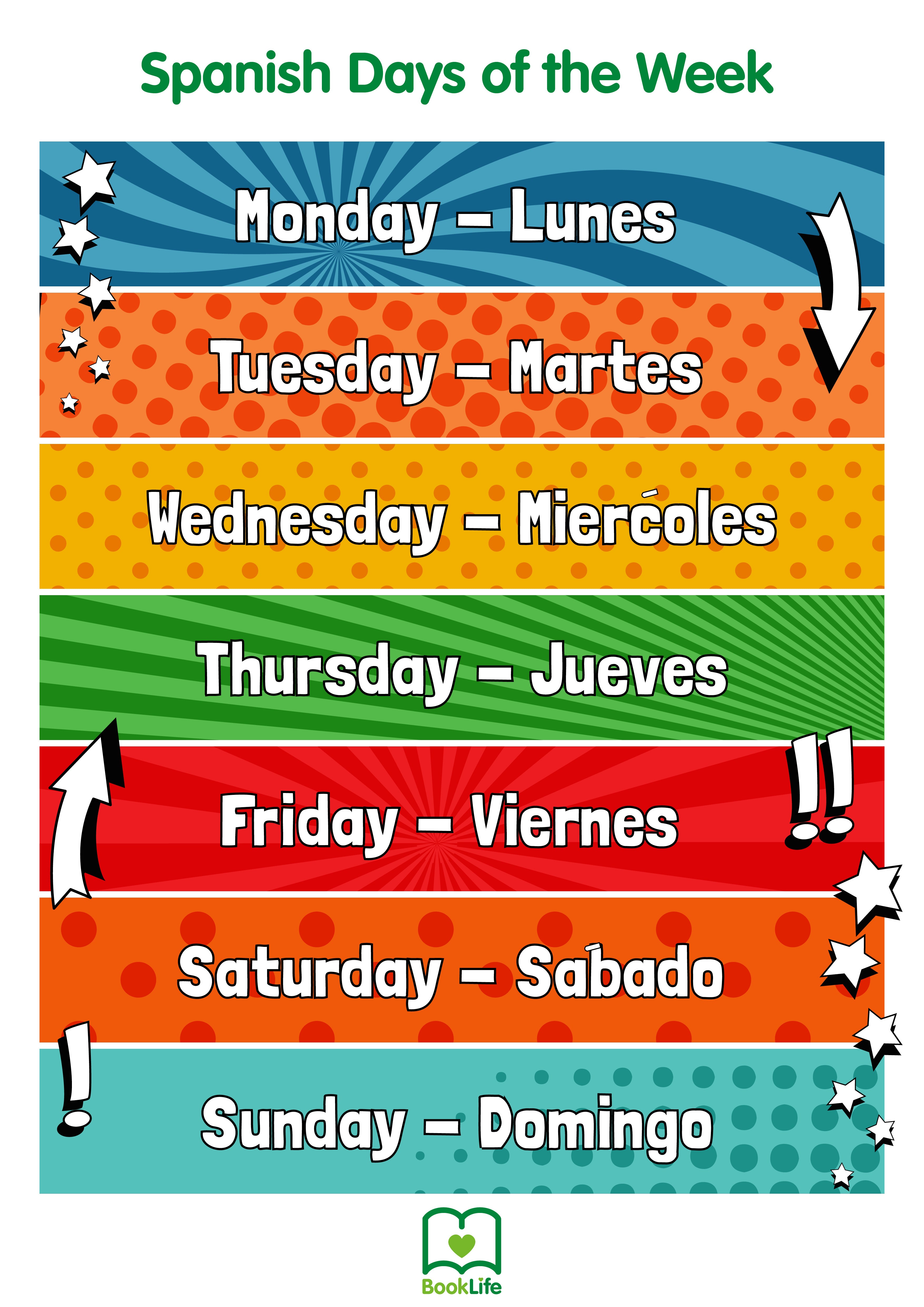 Free Spanish Days of the Week Poster | BookLife