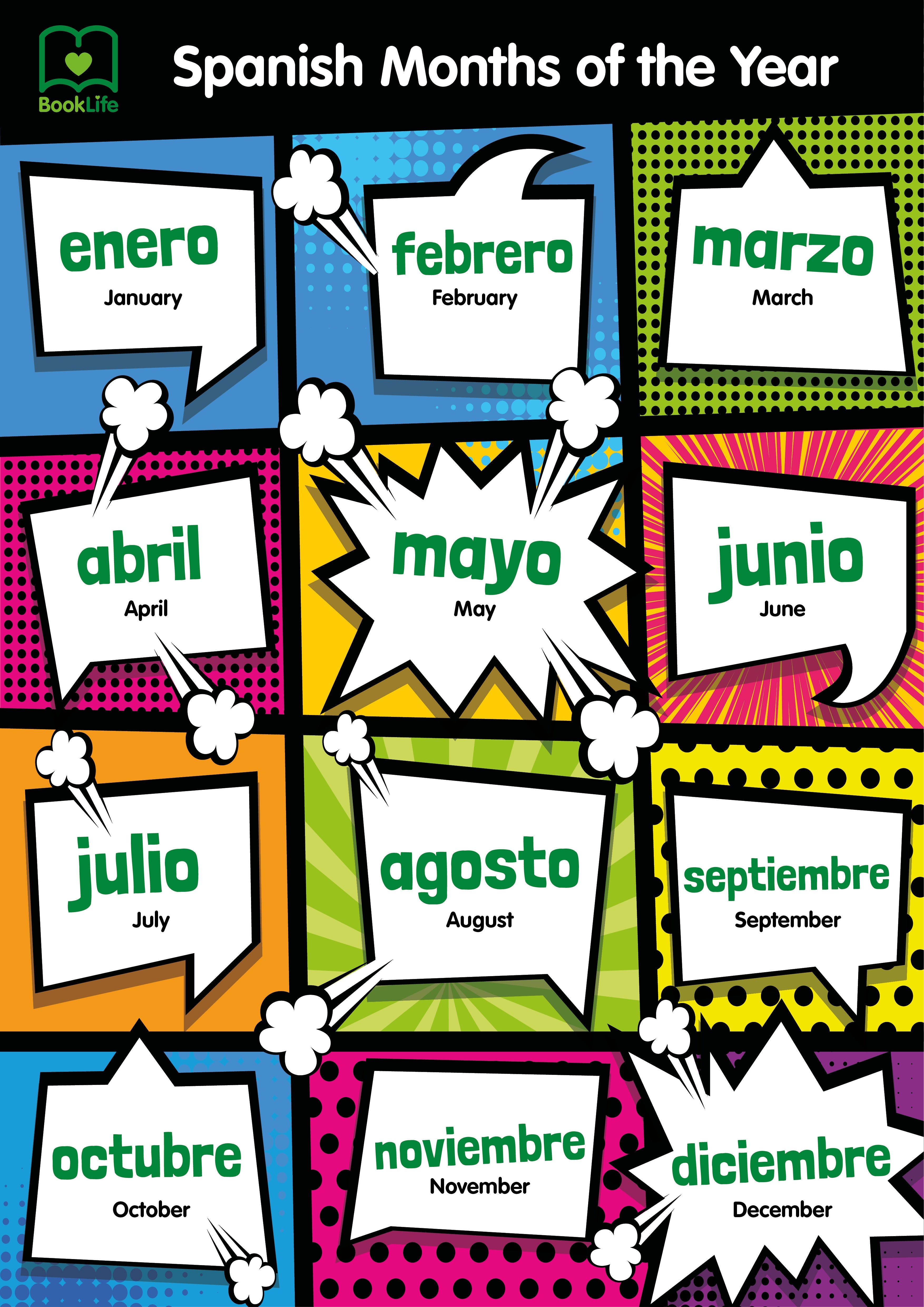 Free Spanish Months of the Year Poster by BookLife