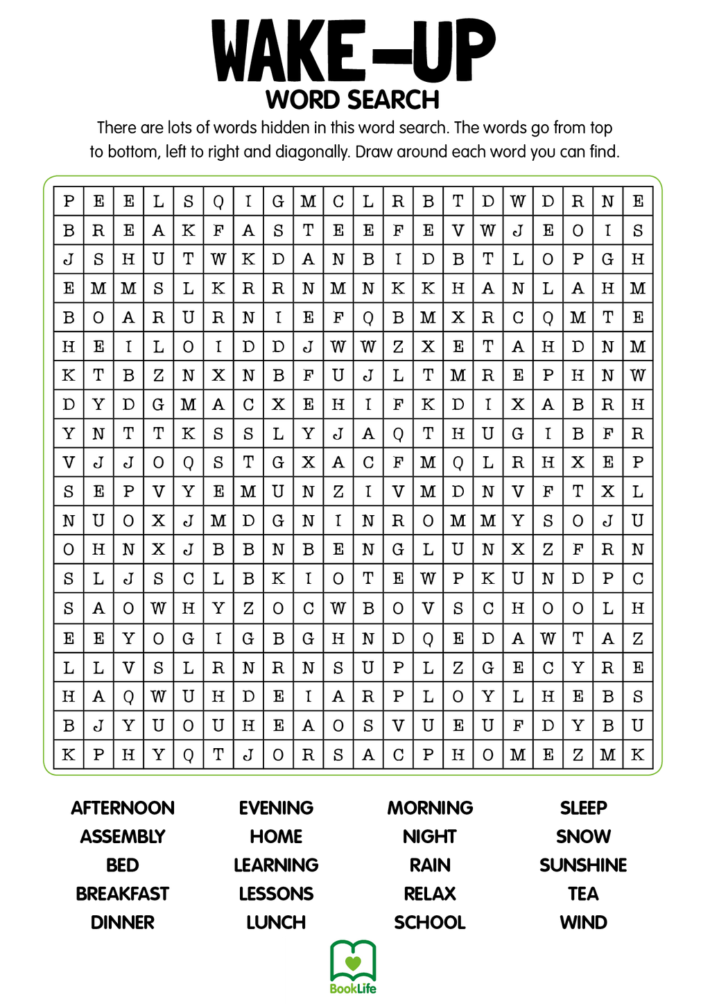 Free Wake-Up Word Search | BookLife